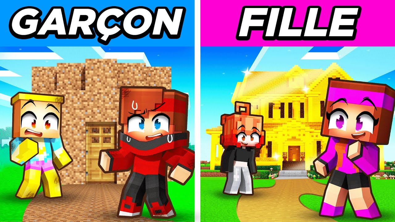 Maison de Filles vs Maison de Garçons sur Minecraft !