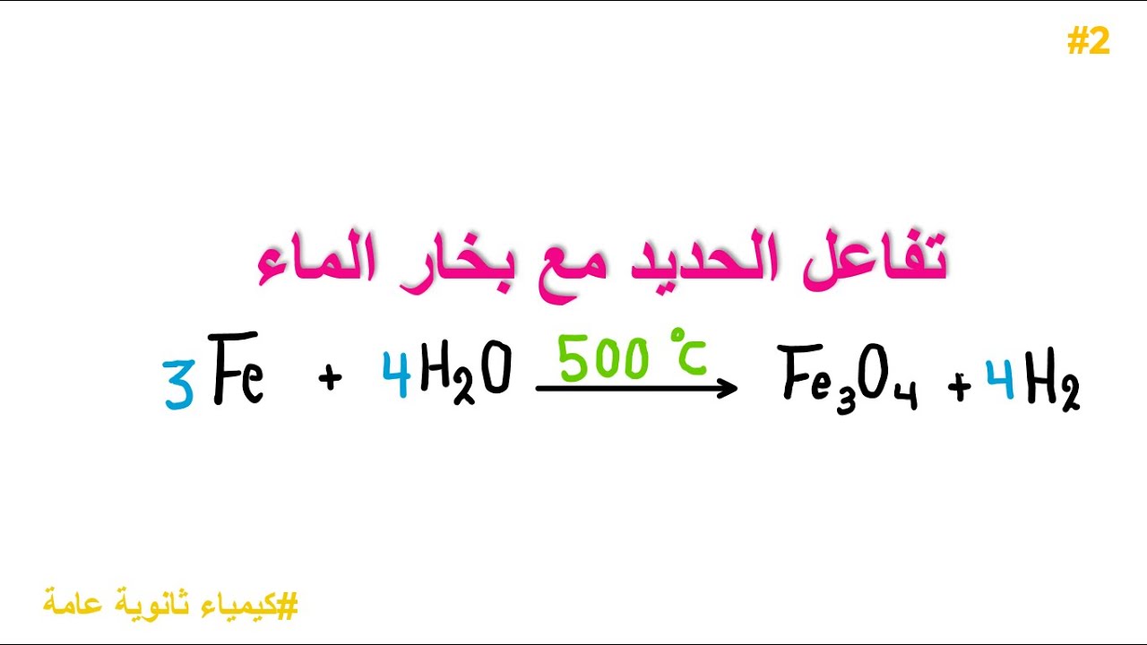 تفاعل الحديد مع بخار الماء | تفسير المعادلة و وزنها