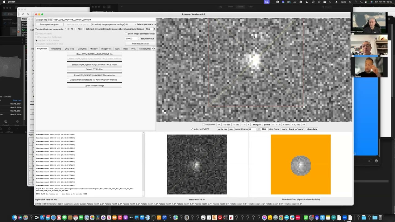 Analyzing an Occultation in PyMovie / PyOTE