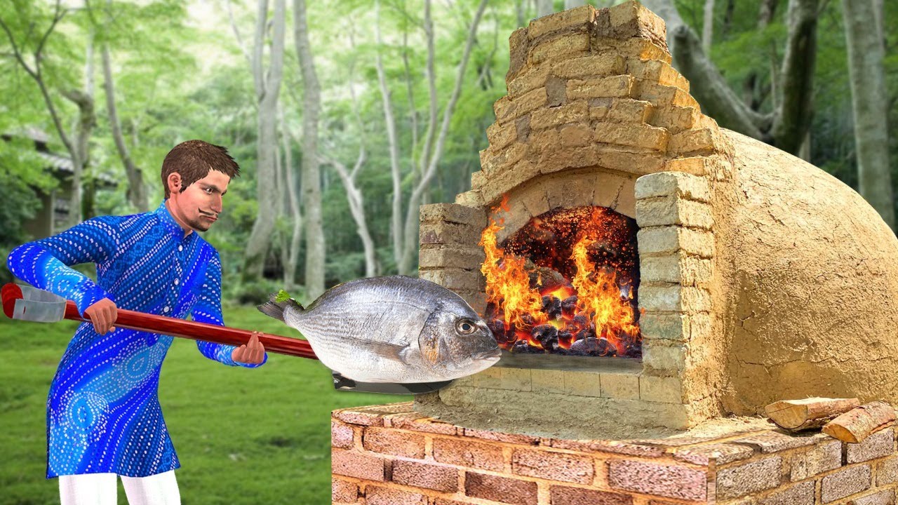 विशाल मिट्टी ओवन मछली पकाने Giant Clay Oven Fish Cooking Comedy Video