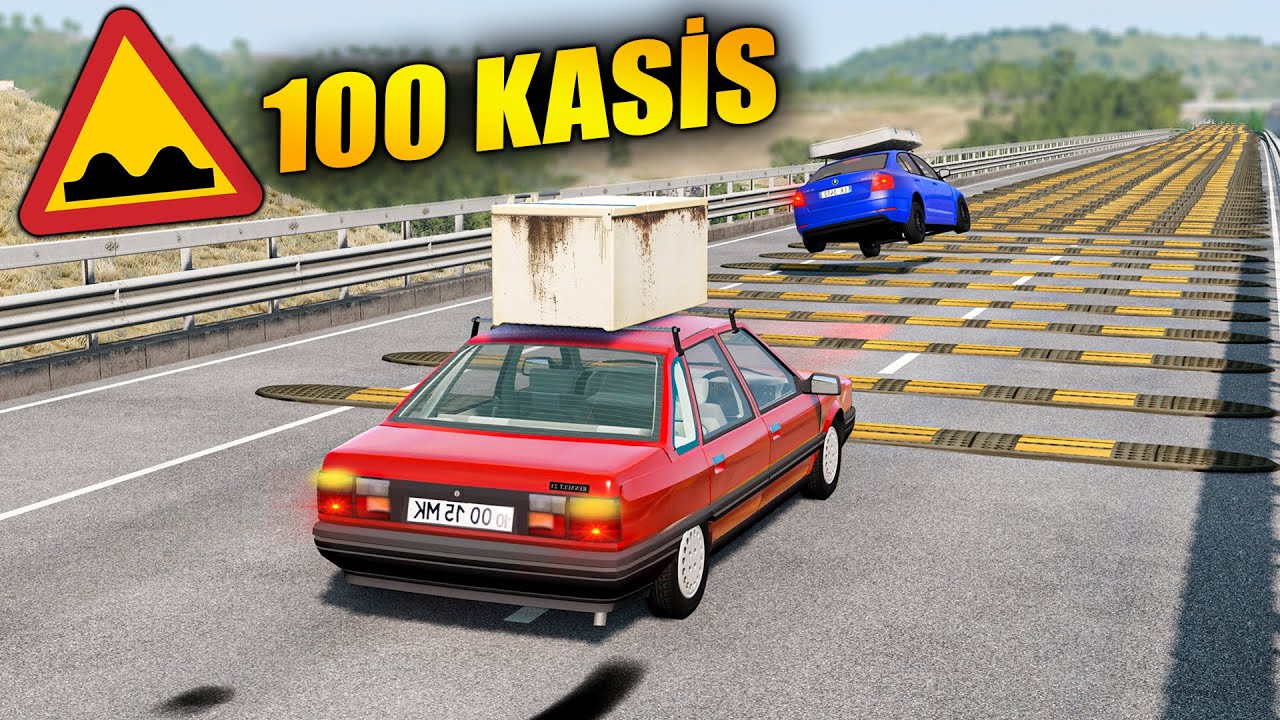 Cars vs 100 Speed Bumps – BeamNG Drive