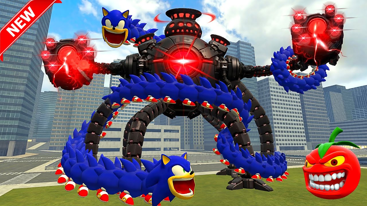 I MADE NEW OMNIDROID V.15 ROBOT FROM ROBLOX VS HUNGRY SONIC WORM In Garry's Mod!!!