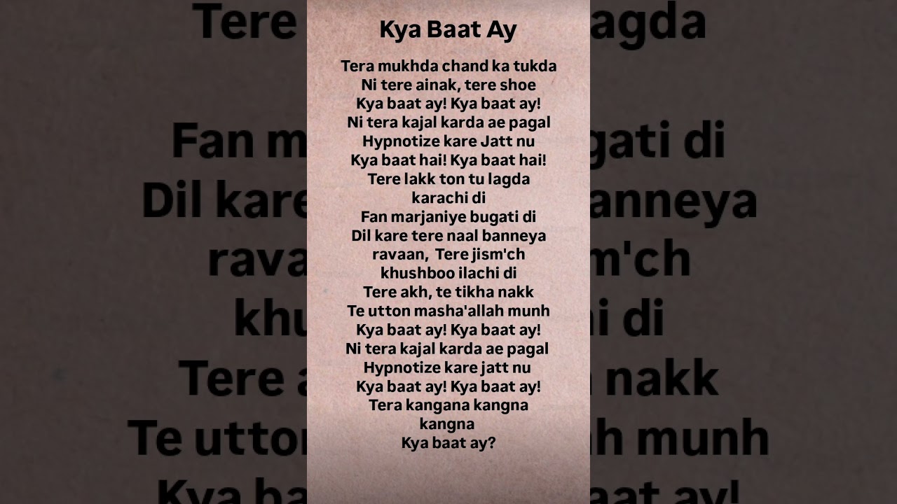 Kya Baat Ay # Lyrics