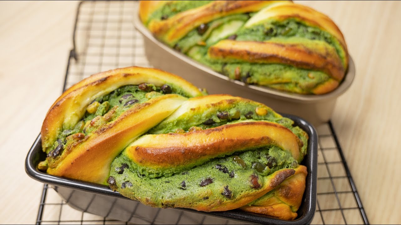 Matcha Streusel Bread with Honey Beans