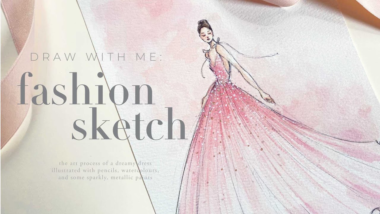 draw a watercolour fashion sketch with me ✨