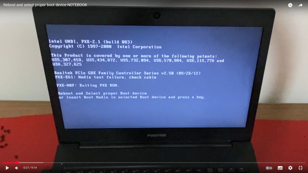 Reboot and select proper boot device NOTEBOOK