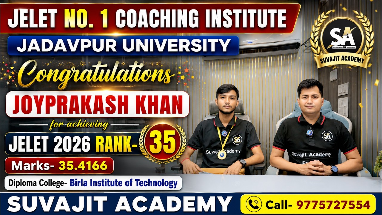 🏆 JELET 2026 Rank 35 Marks 35.4166 | Congratulations Joyprakash | No.1 JELET Coaching Institute SA