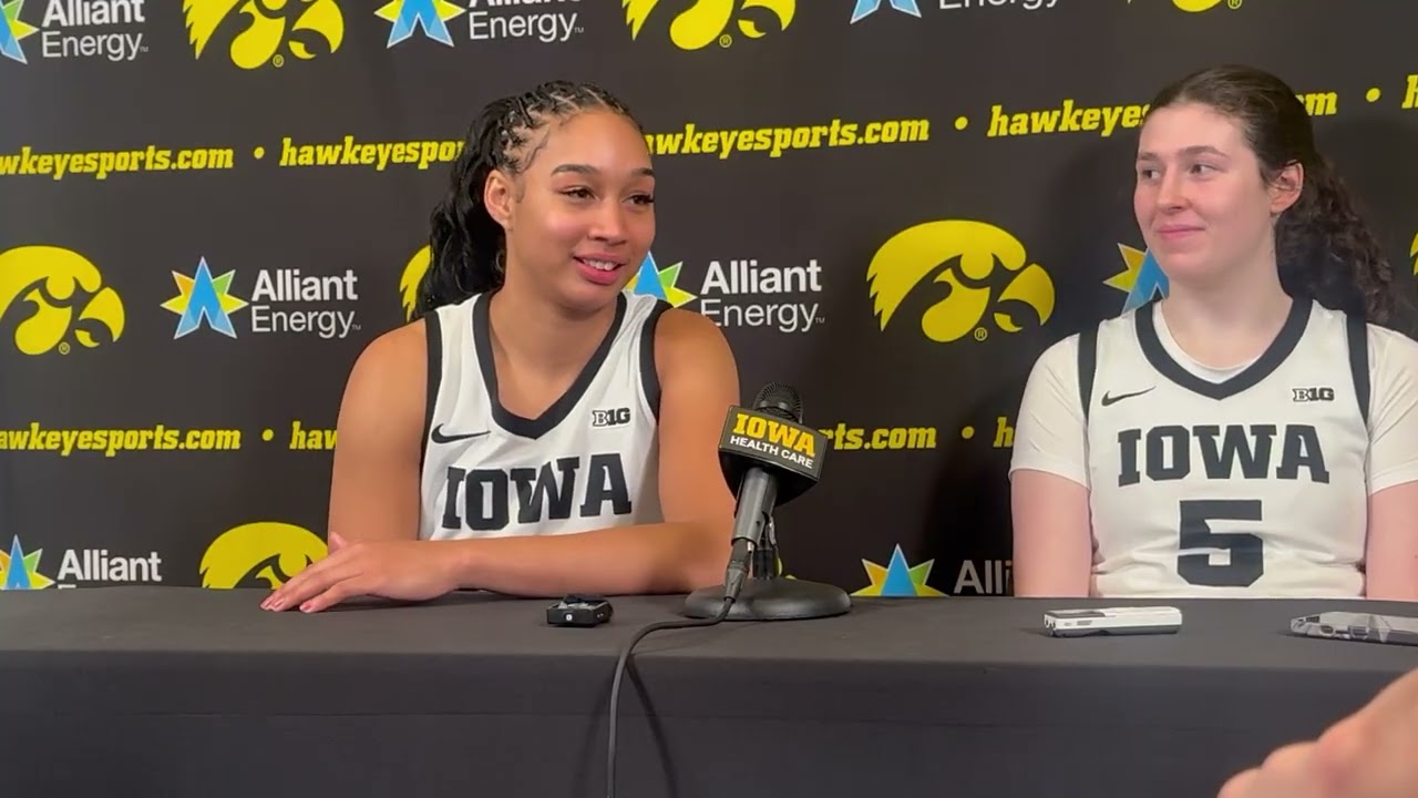 Hear from Hannah Stuelke, Ava Heiden after Iowa women's basketball beats Michigan