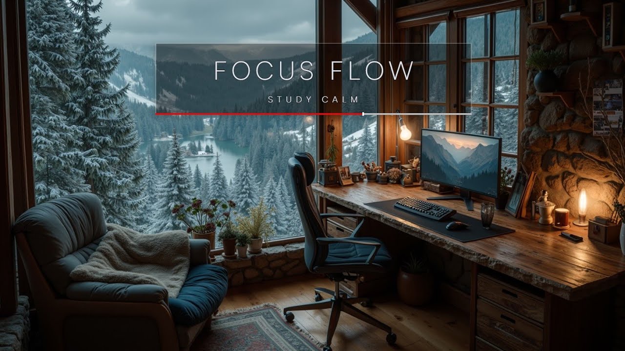 Deep Focus Music | Winter Cabin Ambiance for Study & Work