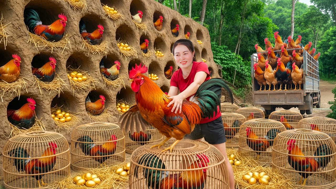TIMELAPSE -- 888 Days Harvesting Massive Chickens & Golden Eggs, Full Truck To Village Market.