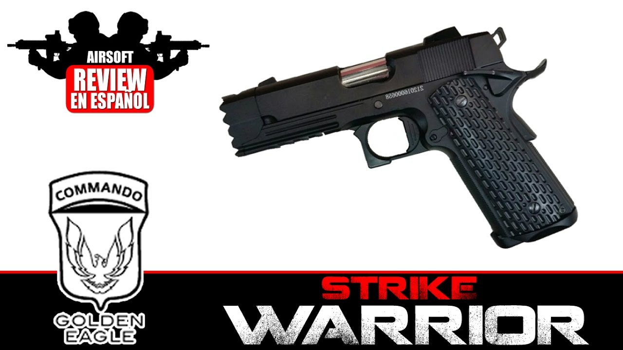 Hi-CAPA 4.3 STRIKE WARRIOR GOLDEN EAGLE Airsoft Review en Español ( Test Shot & Chrono )