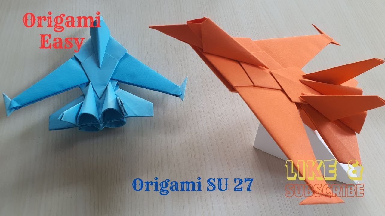 How to make a paper model of an Su-27 flanker fighter plane I OrigamiEasyTT