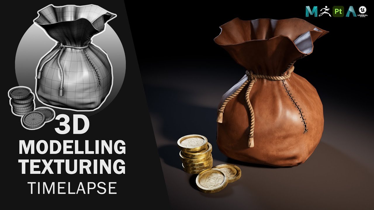Money Bag | 3D Modelling and Texturing Timelapse