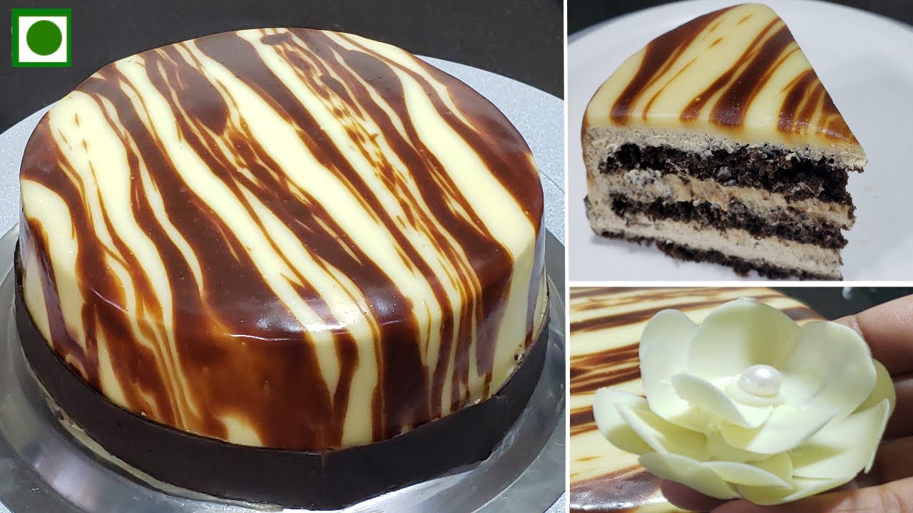 Eggless Chocolate Glaze Cake without Oven | Chocolate Decoration Idea | Chocolate Flower Idea