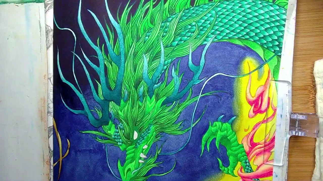 Color with me Green Dragon - / Colorful time by Gugeli - watercolor/ Aquarelle - part 14 (DE/EN)