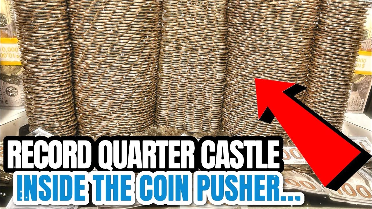 WORLD’S LARGEST QUARTER CASTLE… INSIDE THE HIGH STAKES COIN PUSHER MACHINE! $20K BET! (MEGA JACKPOT)