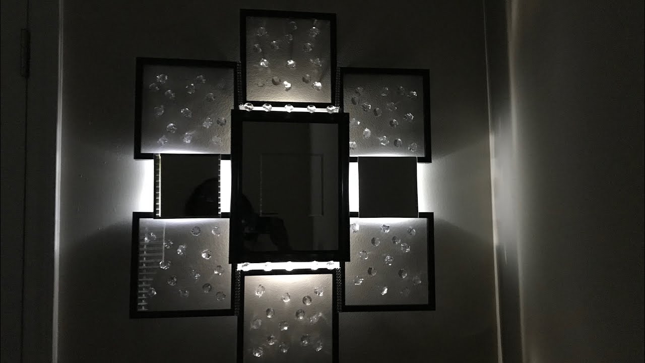 Dollar Tree Diy | GLAM LIGHTED WALL MIRROR