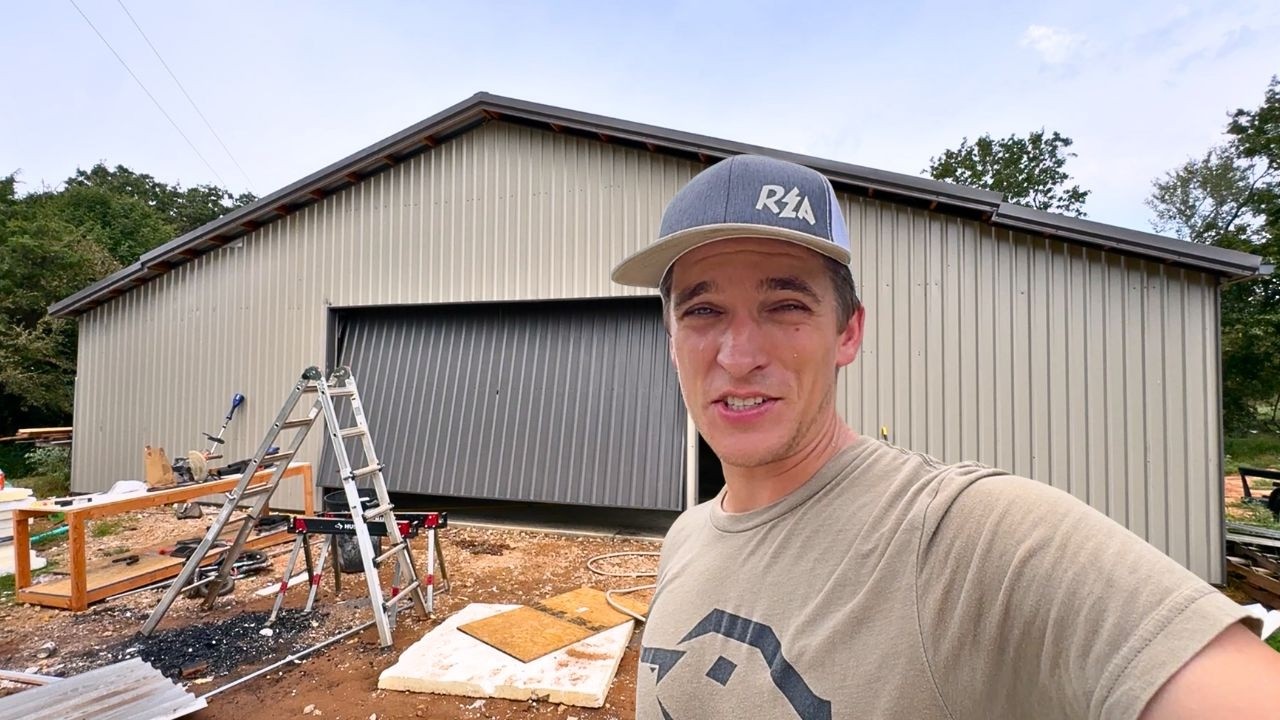 Part 2 Closing in the shipping container shop! Maverick is building a pond!