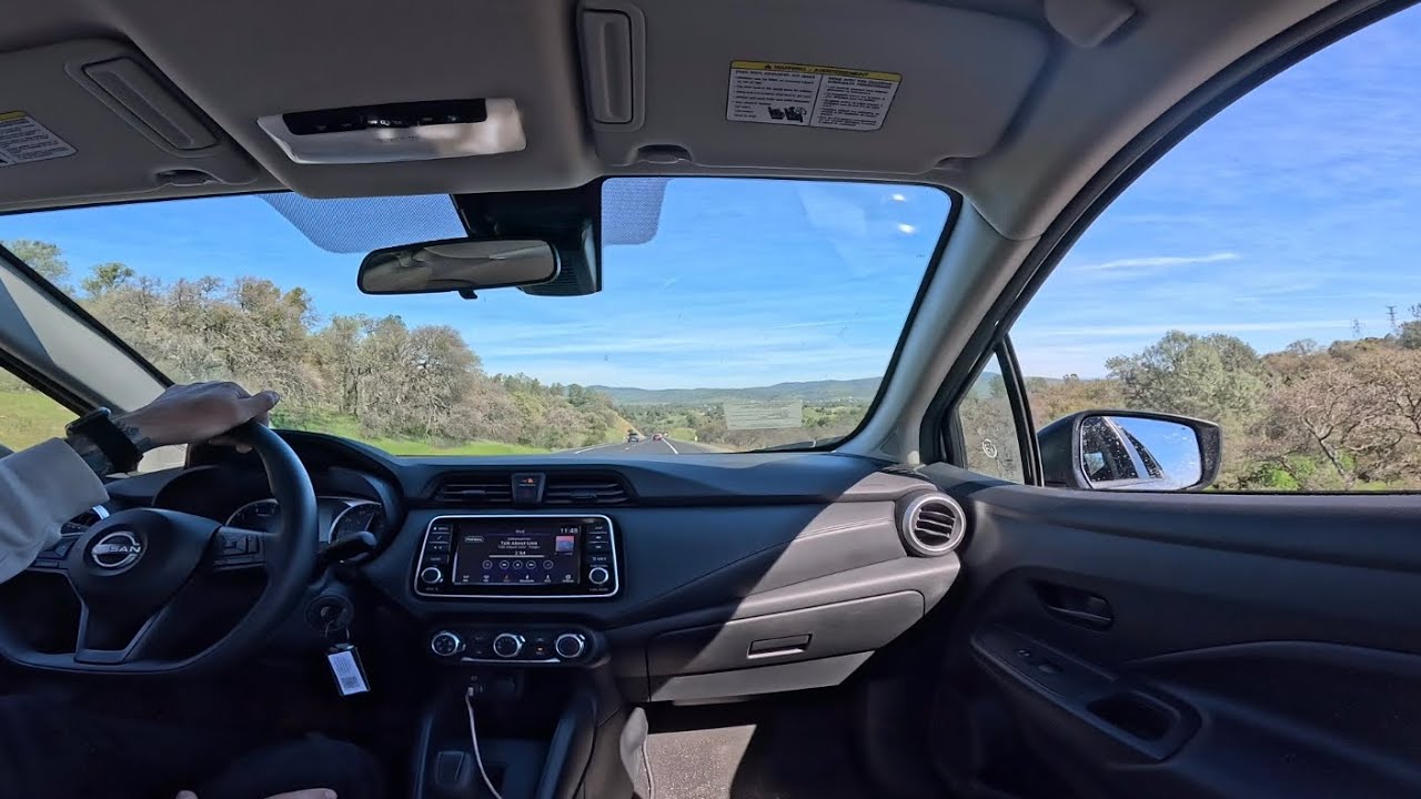 Scenic drive through California Central Valley and foothills 