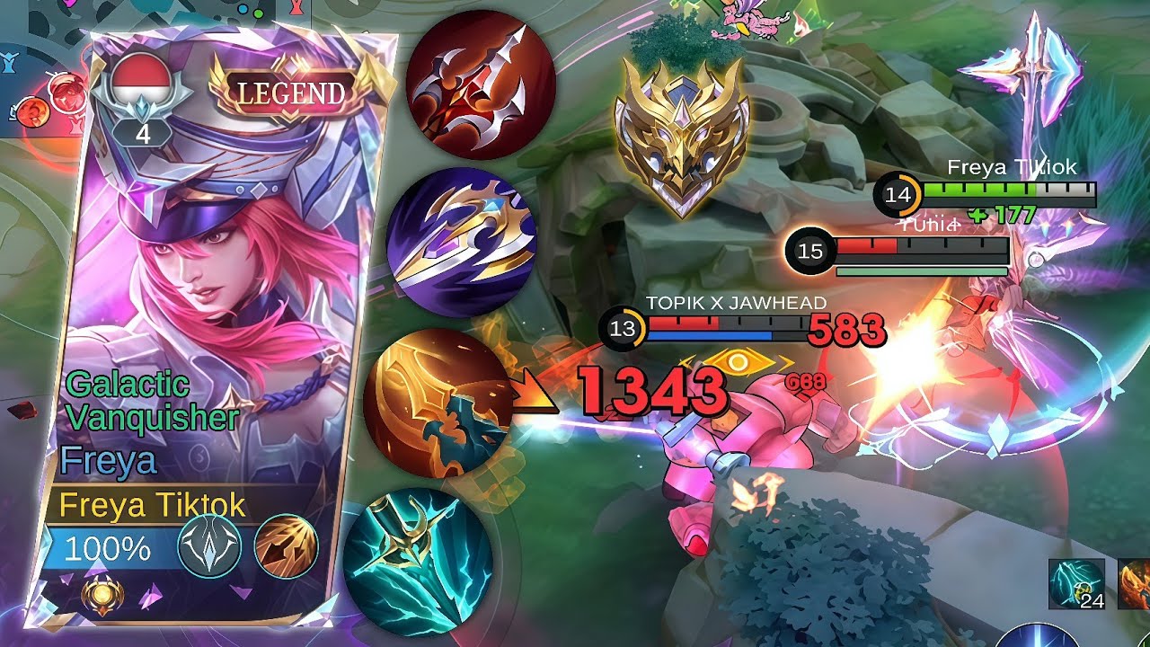 GAMEPLAY HARD GAME FREYA DI LOCK TOP GLOBAL JAWHEAD! META FREYA DIGGIE GOLD LANE - Mobile Legends