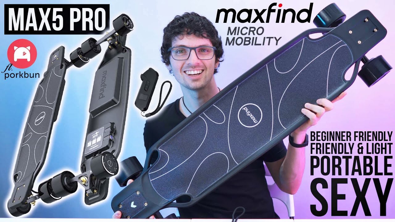 Best Value Light & Portable ESK8! - Maxfind Max5 Pro Review & Test (Feat. Best Link-In-Bio Service)