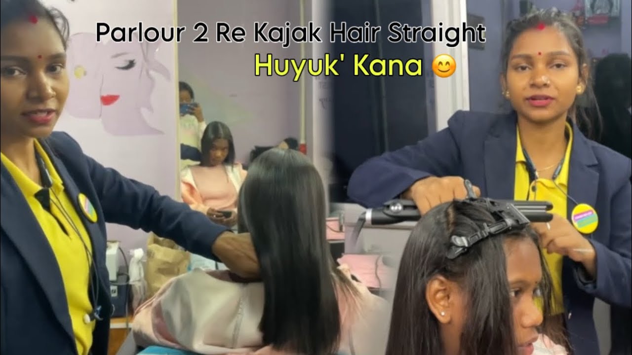 Parlour 2 Re Kajak Hair Straight Huyuk’ Kana 😊Parlour Wali Didi 