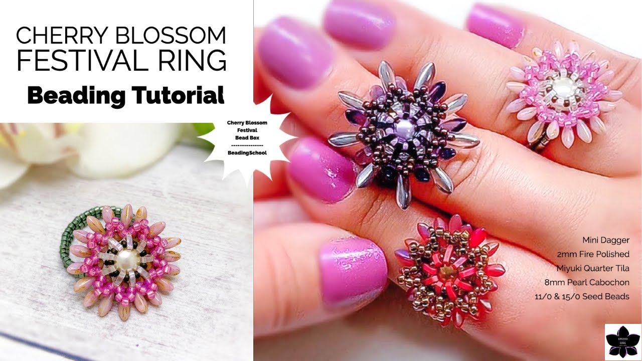 Cherry Blossom Festival DIY Beaded Ring Tutorial