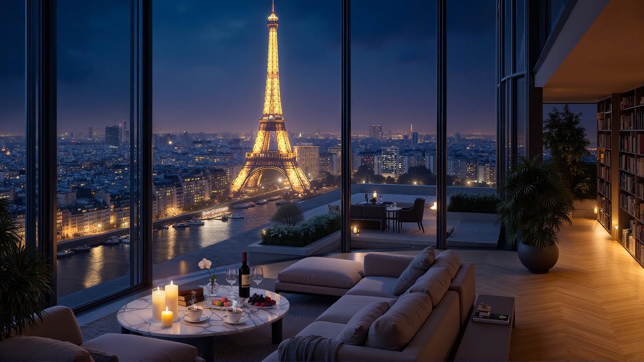 Sweet Night Jazz in Paris | Cozy Apartment & Soft Jazz Instrumental Music for Work, Study