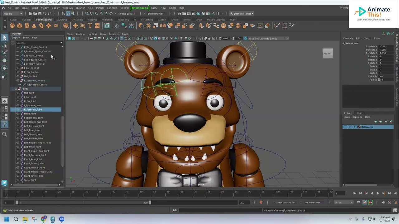 Building An Animatronic Horror Bear - Episode 20 – Rigging the Head: Bind Meshes & Connect Controls