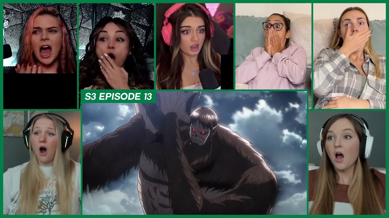 [GIRLS REACT] Attack on Titan Season 3 Ep 13 Girl Reaction Mashup