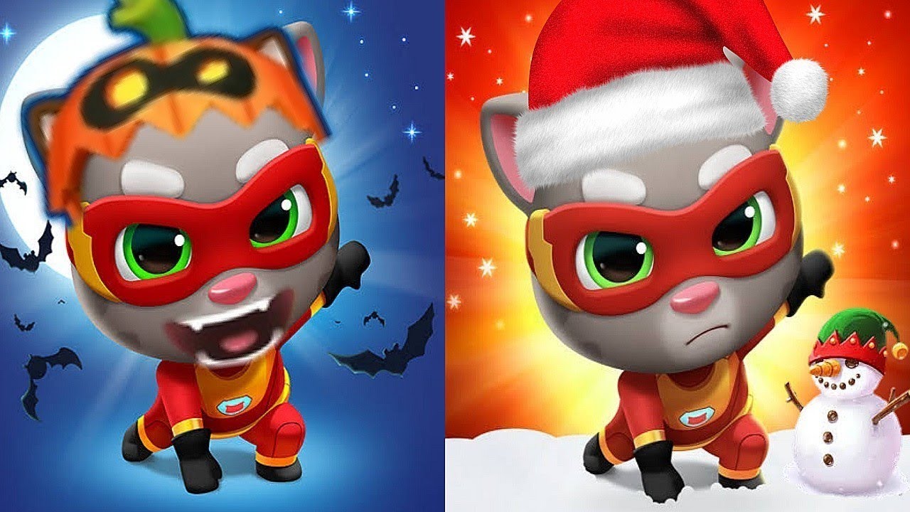 Talking Tom Hero Dash Halloween update vs Christmas update Gameplay Android iOS