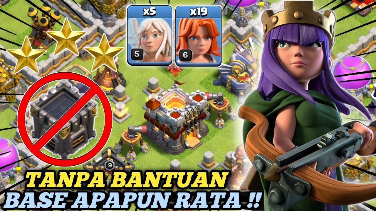 TANPA BANTUAN!! BASE APAPUN AUTO RATA !!TH 11 QUEEN WALK VALKYRIE ||Clash Of Clans