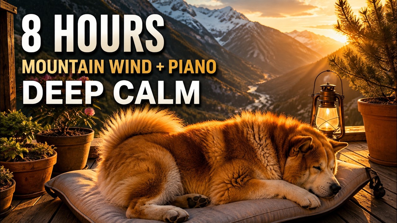 Relaxing Piano Music & Mountain Ambience 🏔️ 8 Hours Deep Sleep (Sleeping Akita)