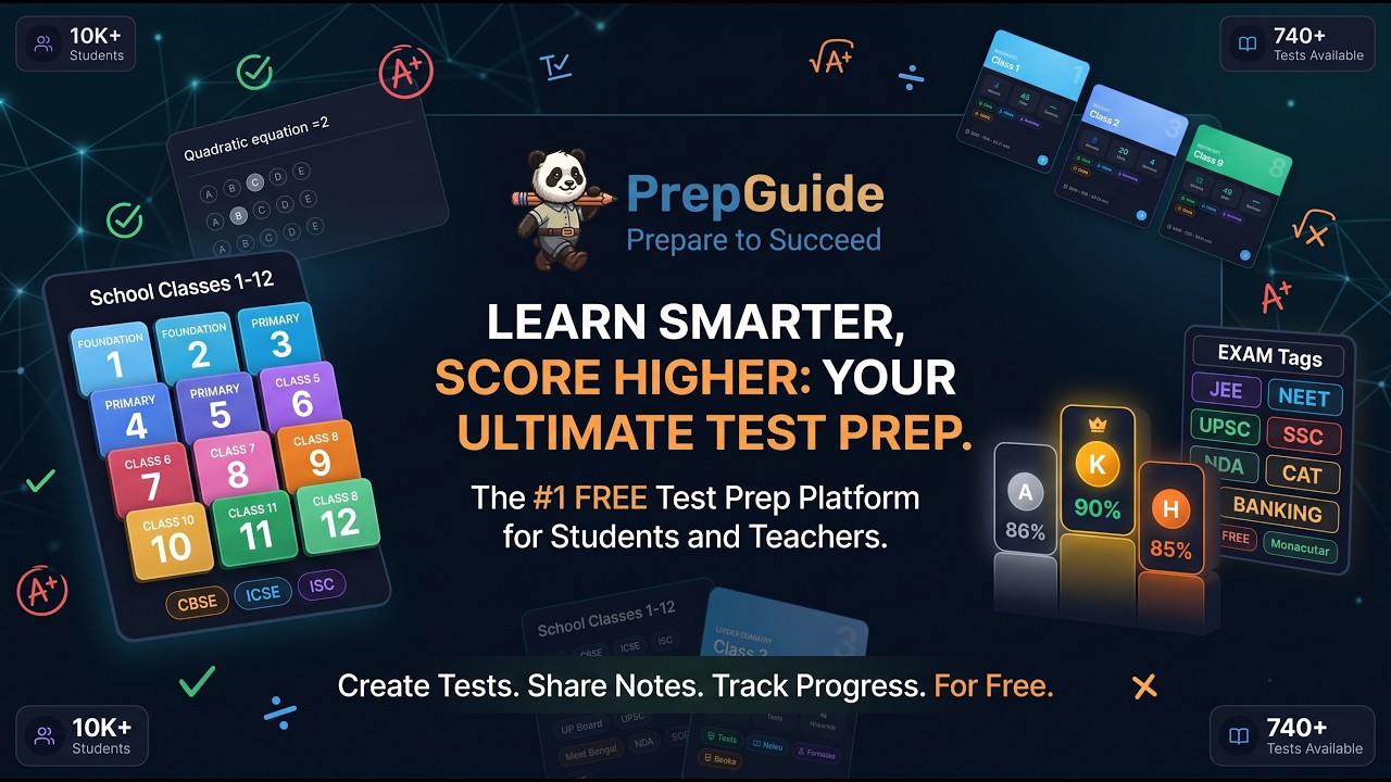 PrepGuide &mdash; Study & Test Platform for Classes 1&ndash;12 and Competitive Exam
