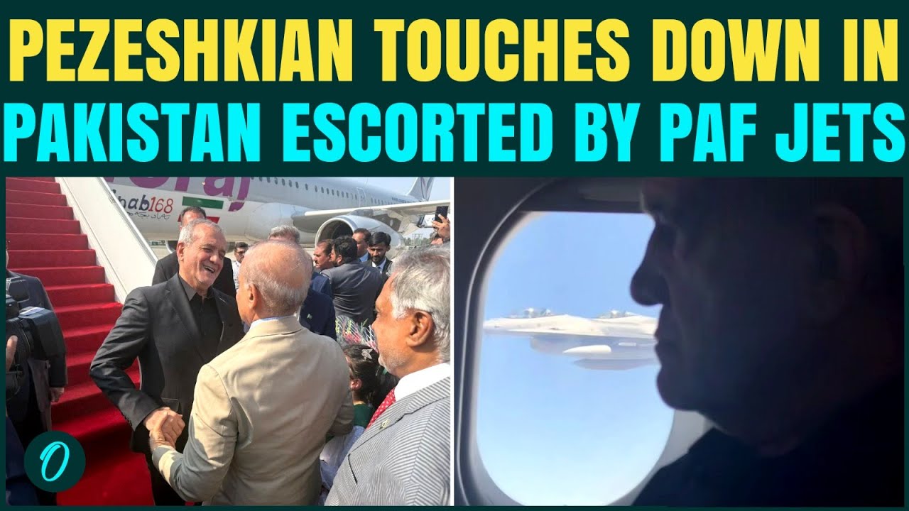 Iran Prez Pezeshkian ARRIVES in Pakistan Escorted By PAF Jets; Welcomed by Pak PM and President