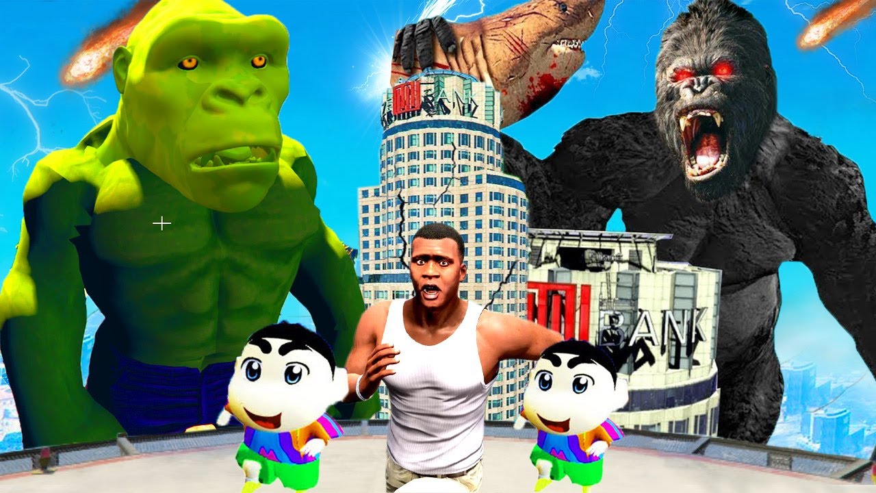 GIANT KING KONG Vs FRANKLIN HULK KONG IN GTA5 😱 || GTA5 AVENGERS
