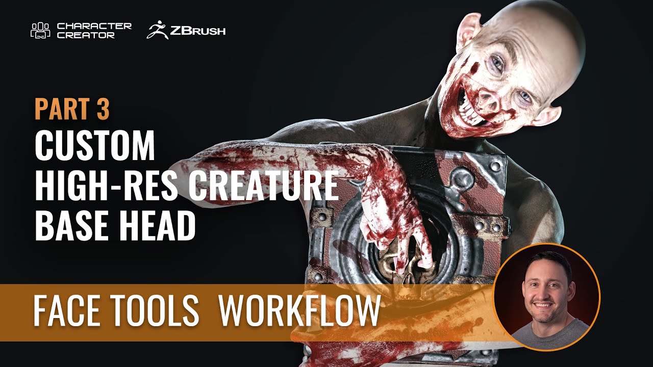 Sculpting High-res Creature Base Head (Part 3/7) | CC ZBrush Face Tools Tutorial