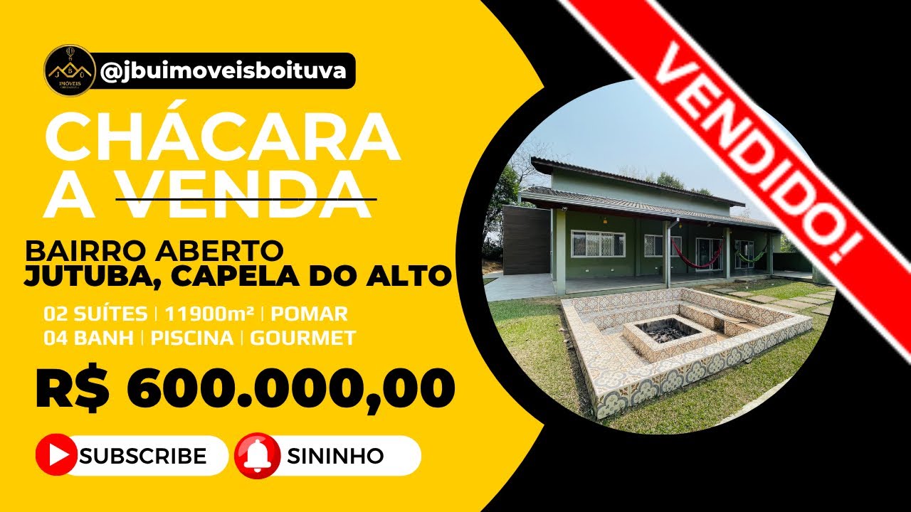 *VENDIDO* Chácara com Escritura Mobiliada a Venda em Capela do Alto | R$ 600.000,00 #chacaraavenda