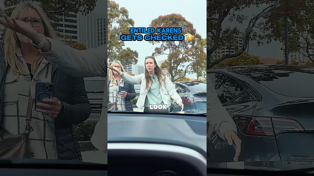 ENTITLED KARENS THINKS SHE CAN STAND AN A PARKING SPOT BAD IDEA!!😳😳 #trending #shorts