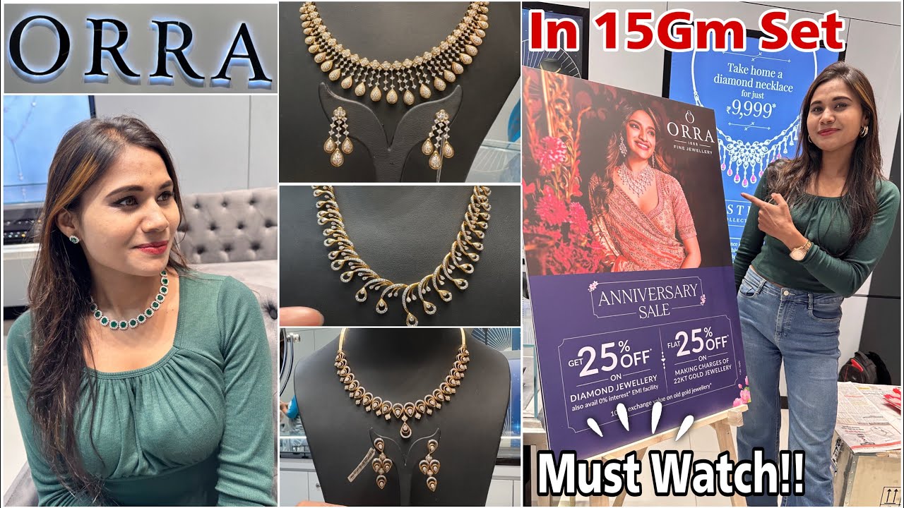 Diamond Necklace Set In Just 15Gm😍! ORRA Jewellery💕! Gold & Diamond Necklace Set Designs & Price!