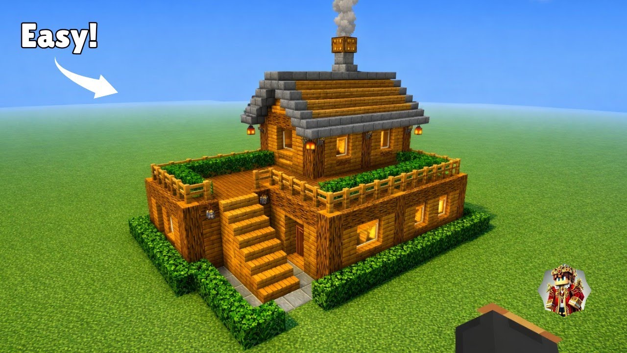 ⚒️How to Build a Starter Wooden House Tutorial [Easy Build 🏠]
