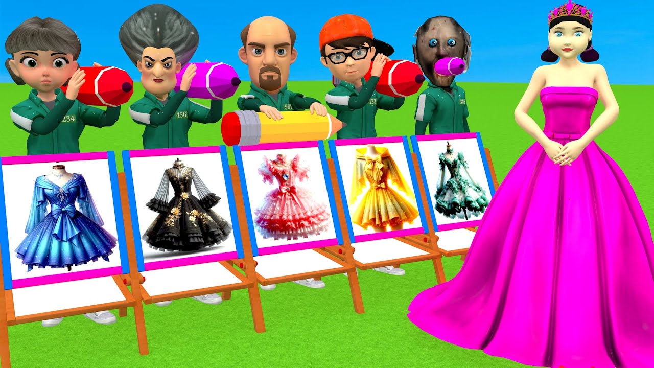 Scary Teacher 3D vs Squid Game Choose Beautiful Princess Dress vs Dressing Room 5 Times Challenger
