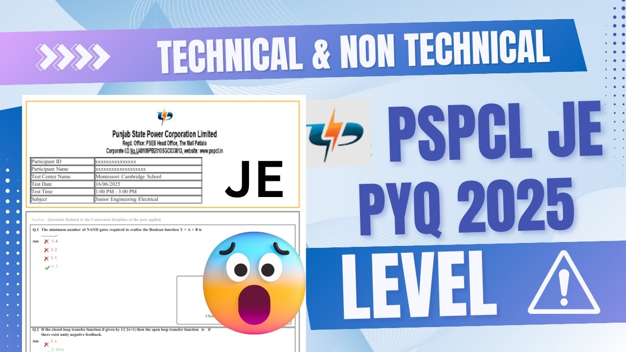 PSPCL JE 2025 Previous year question paper 