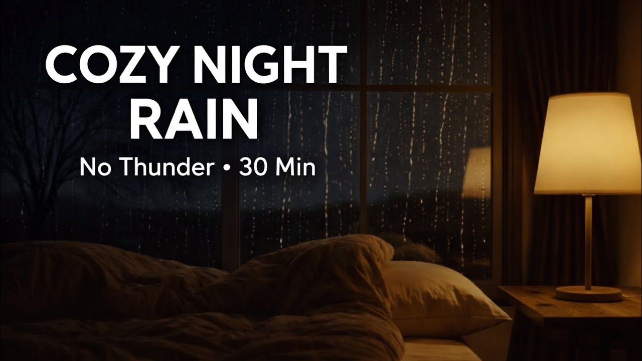 Rain on Bedroom Window at Night (30 Minutes) | No Thunder, Cozy Sleep Sounds