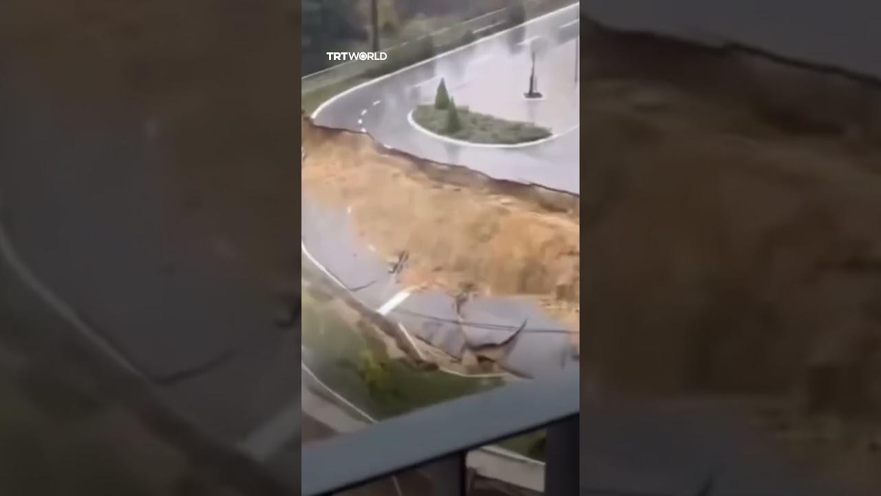 Road collapses in Serbia due to heavy rains