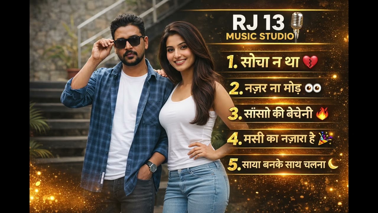 ✨1.सोचा न था ✨2.नज़र ना मोड़ 👀✨3.साँसों की बेचैनी ❤️‍🔥✨4.मस्ती का नज़ारा है 🎉✨5.साया बनके साथ चलना 🌙