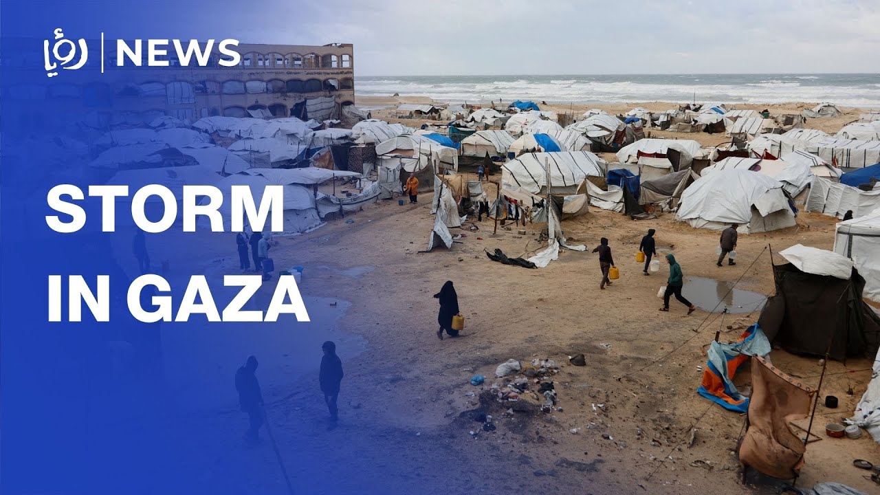 Gazans attempt to salvage belongings during storm