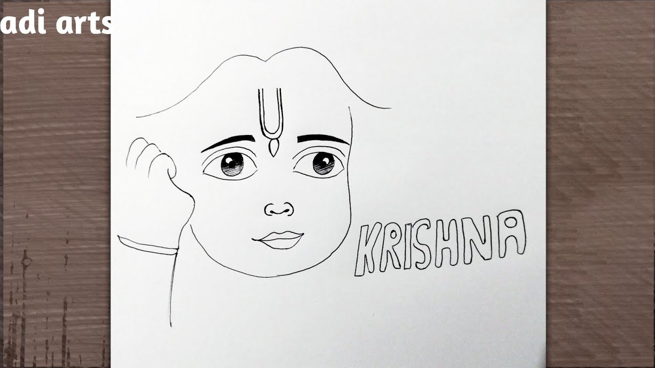 Cute sleeping krishna drawing | Little Krishna art | Chitra 