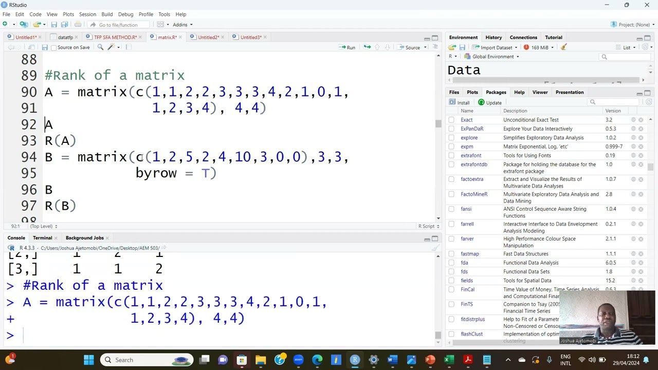 Learning Basic Matrix Algebra with R