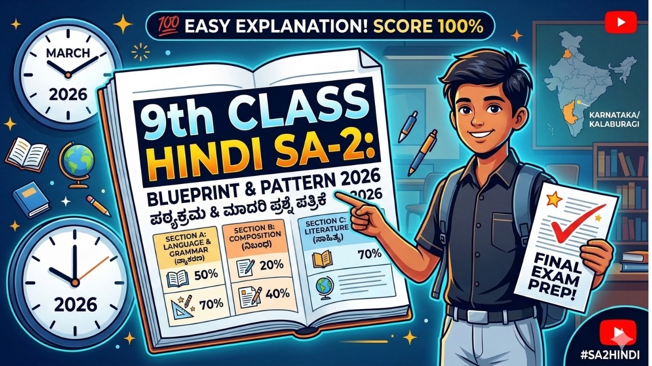 9th class HINDI SA-2 Board exam Blue print &Question paper pattern 100%ಅಂಕ ಪಡೆಯಿರಿ